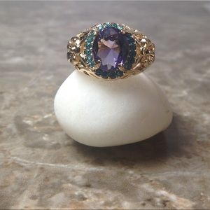 Gold Plated Amethyst-Colored Zircon Women's Ring